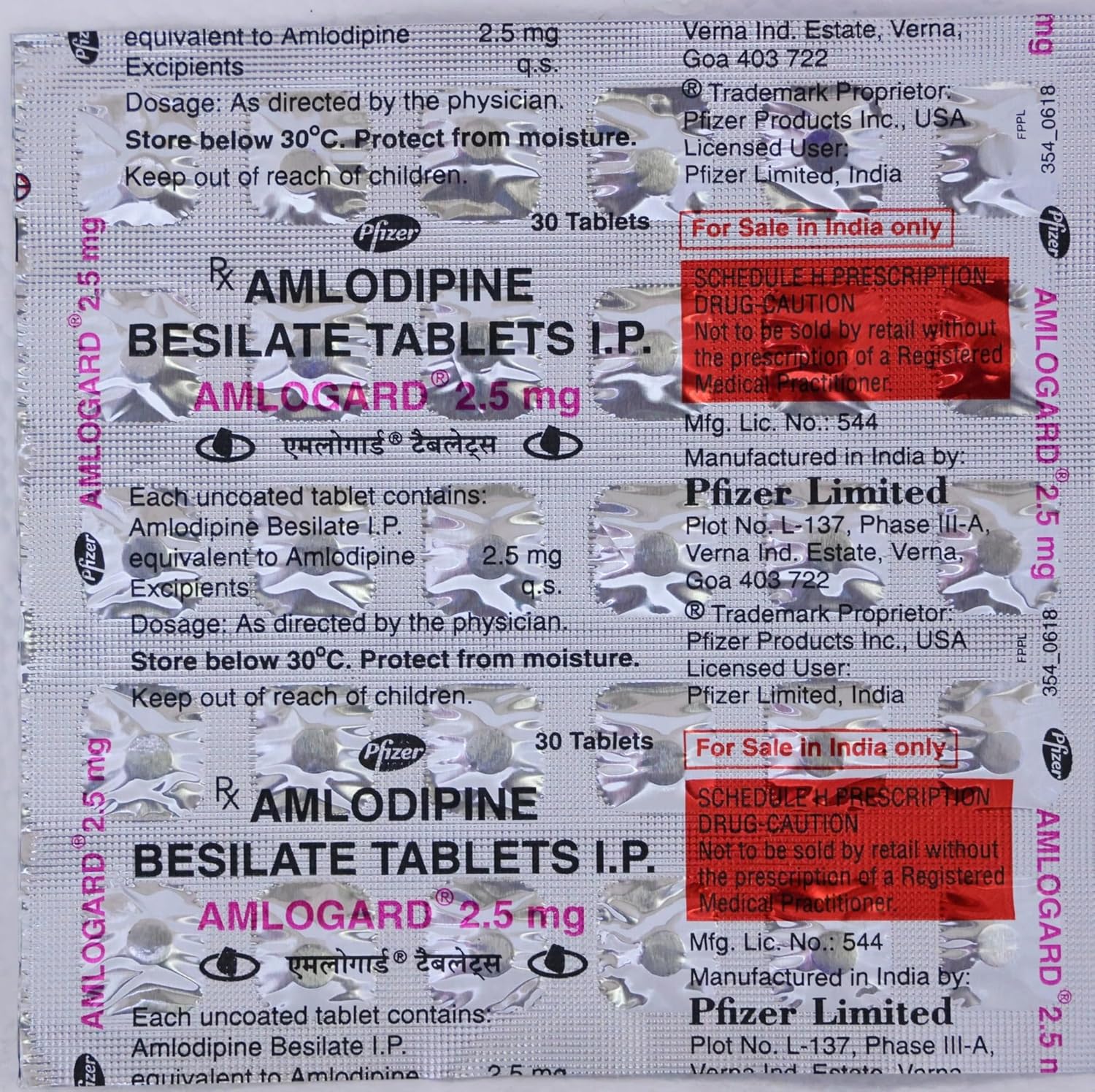 Amlodipine Amlogard 2.5mg Tablet — Amlodipine 2.5 mg view 3