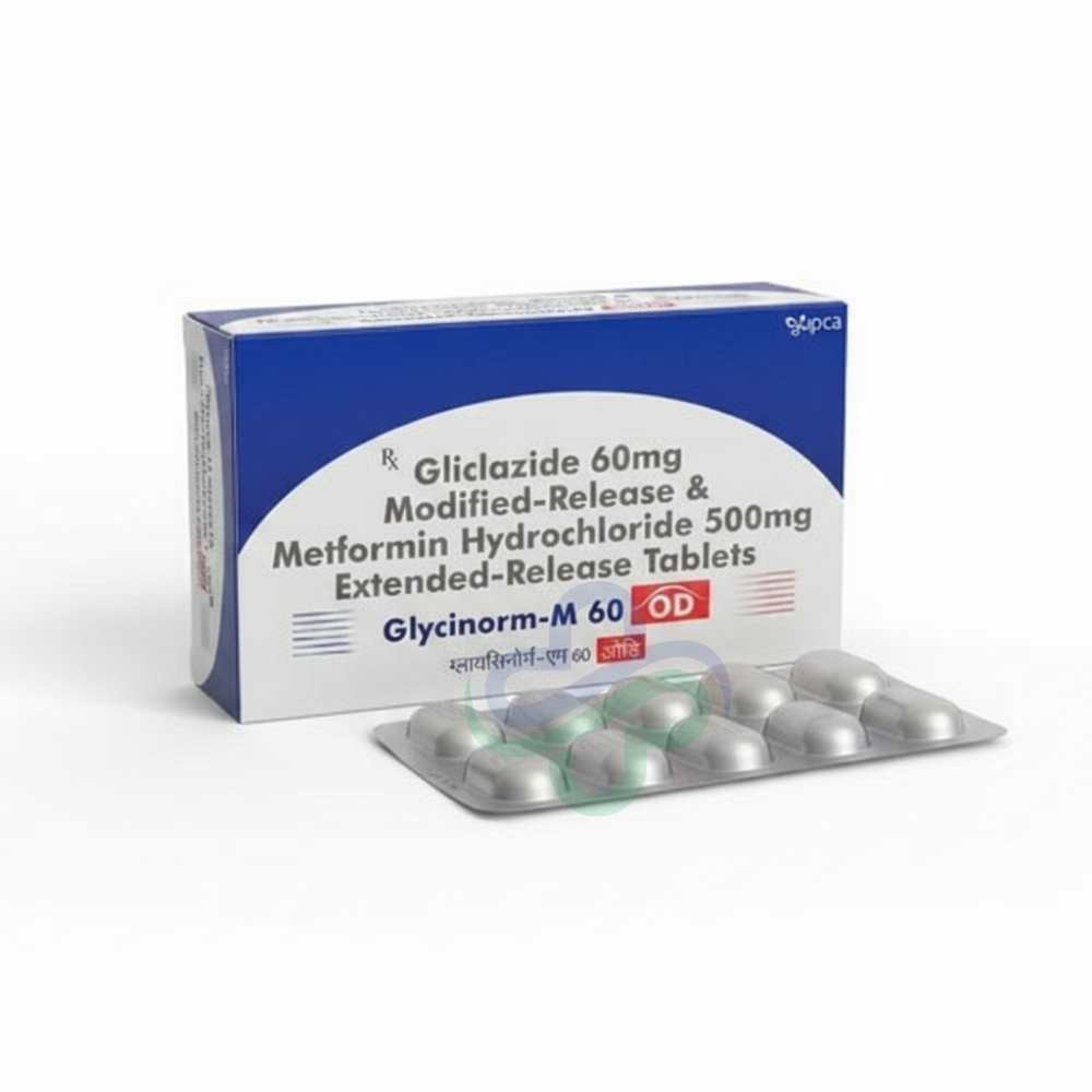 Gliclazide Modified-Release Metformin Hydrochloride Extended Release Tablets β Glycinorm-M 60 OD MR + ER view 2