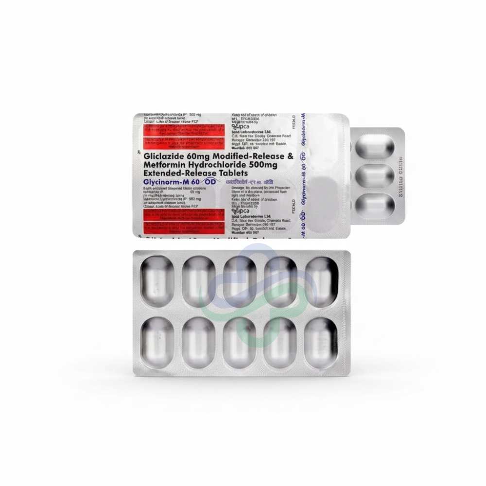 Gliclazide Modified-Release Metformin Hydrochloride Extended Release Tablets β Glycinorm-M 60 OD MR + ER view 3
