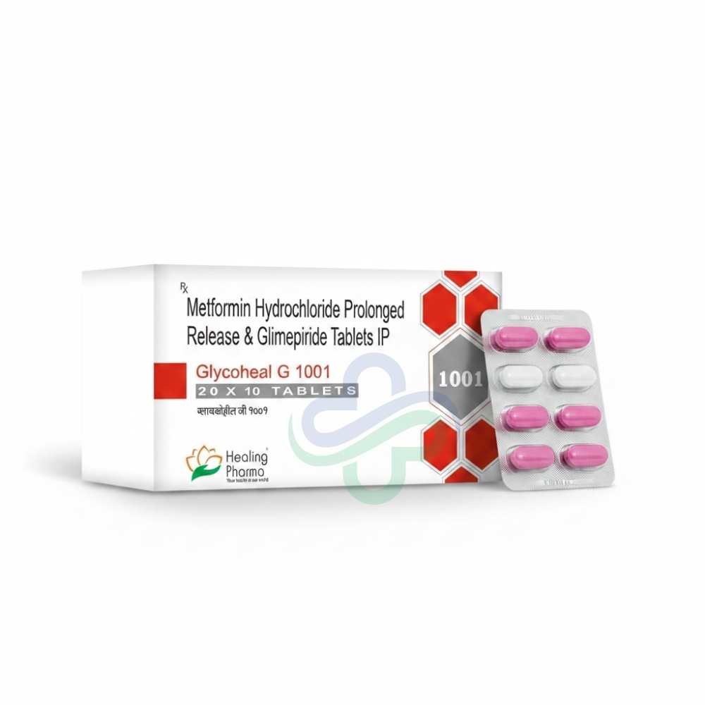 Glimepiride 1 Mg Metformin 1000 Mg-Glycoheal G1001 Tablets — Glimepiride + Metformin 1mg + 1000mg view 2