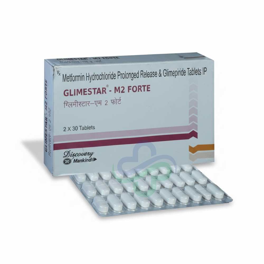 Glimestar M2 Forte Tablets β Glimepiride + Metformin SR 2mg + 500mg SR view 3