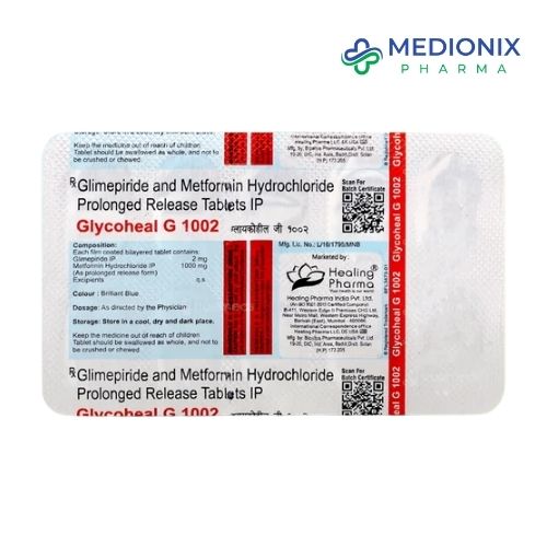 Glimepiride 2mg Metformin 1000mg – Glycoheal G1002 — Glimepiride + Metformin 2mg + 1000mg view 3