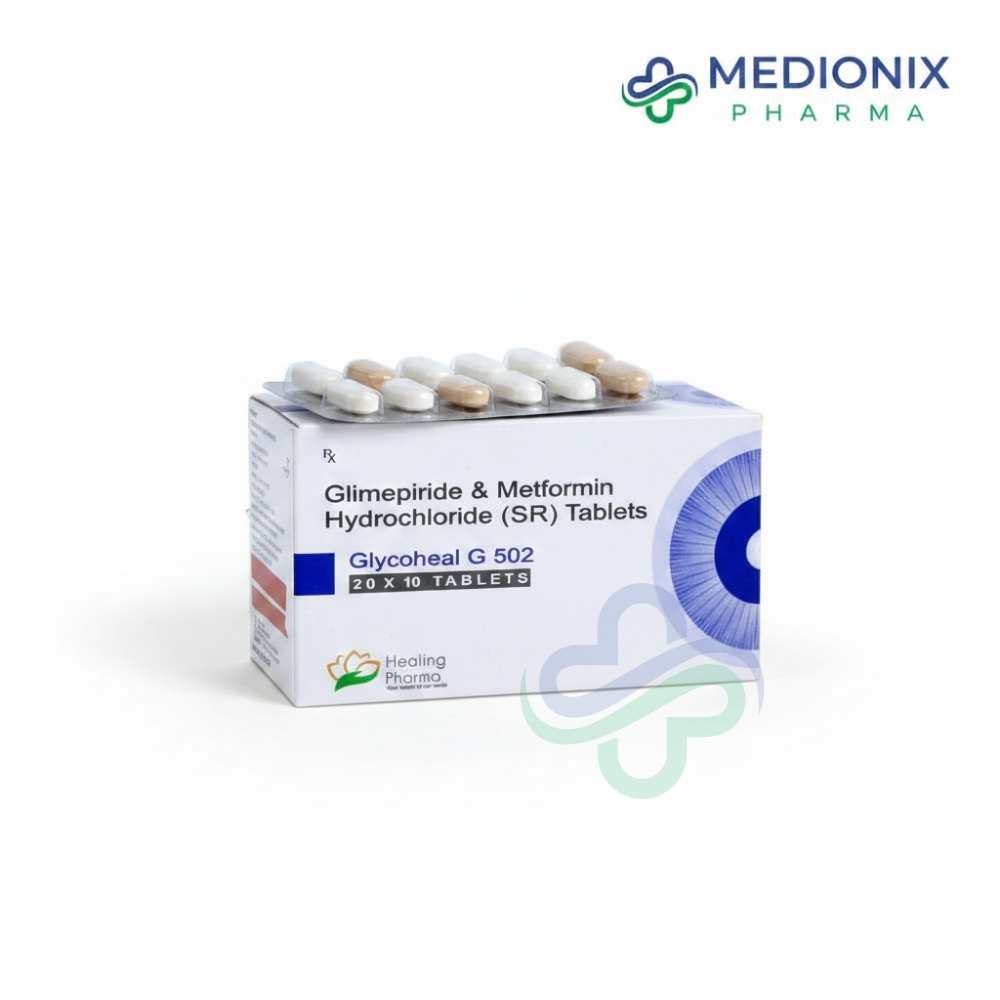 Glycoheal G 502 SR Tablets-Glycoheal G502 Tablets β Glimepiride + Metformin SR 2mg + 500mg SR view 2
