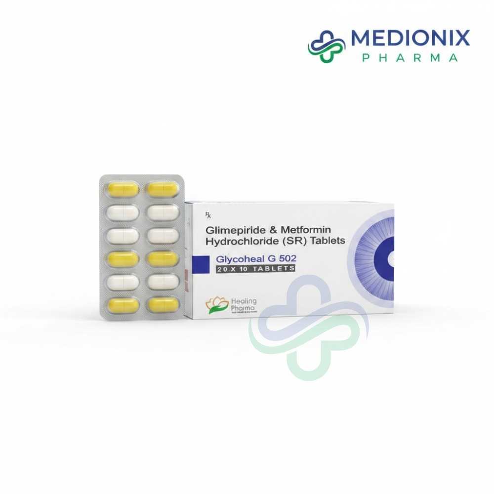 Glycoheal G 502 SR Tablets-Glycoheal G502 Tablets β Glimepiride + Metformin SR 2mg + 500mg SR view 3